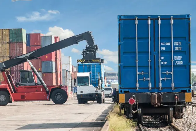 Cargo containers at shipping yard