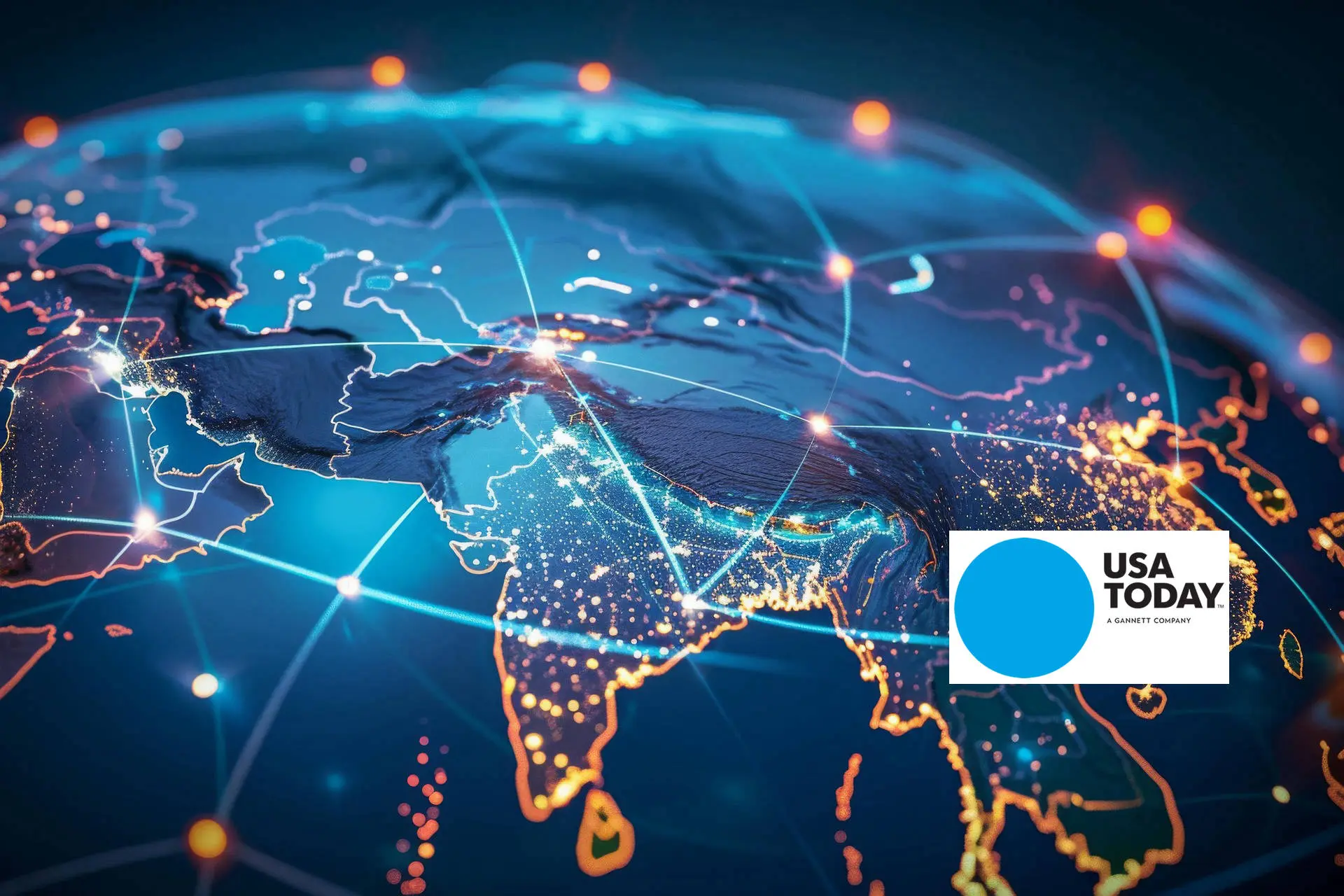 Global connectivity concept with bright lights